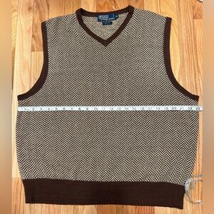 Vintage POLO RALPH LAUREN Brown | Tan Herringbone Vest | 100% Silk